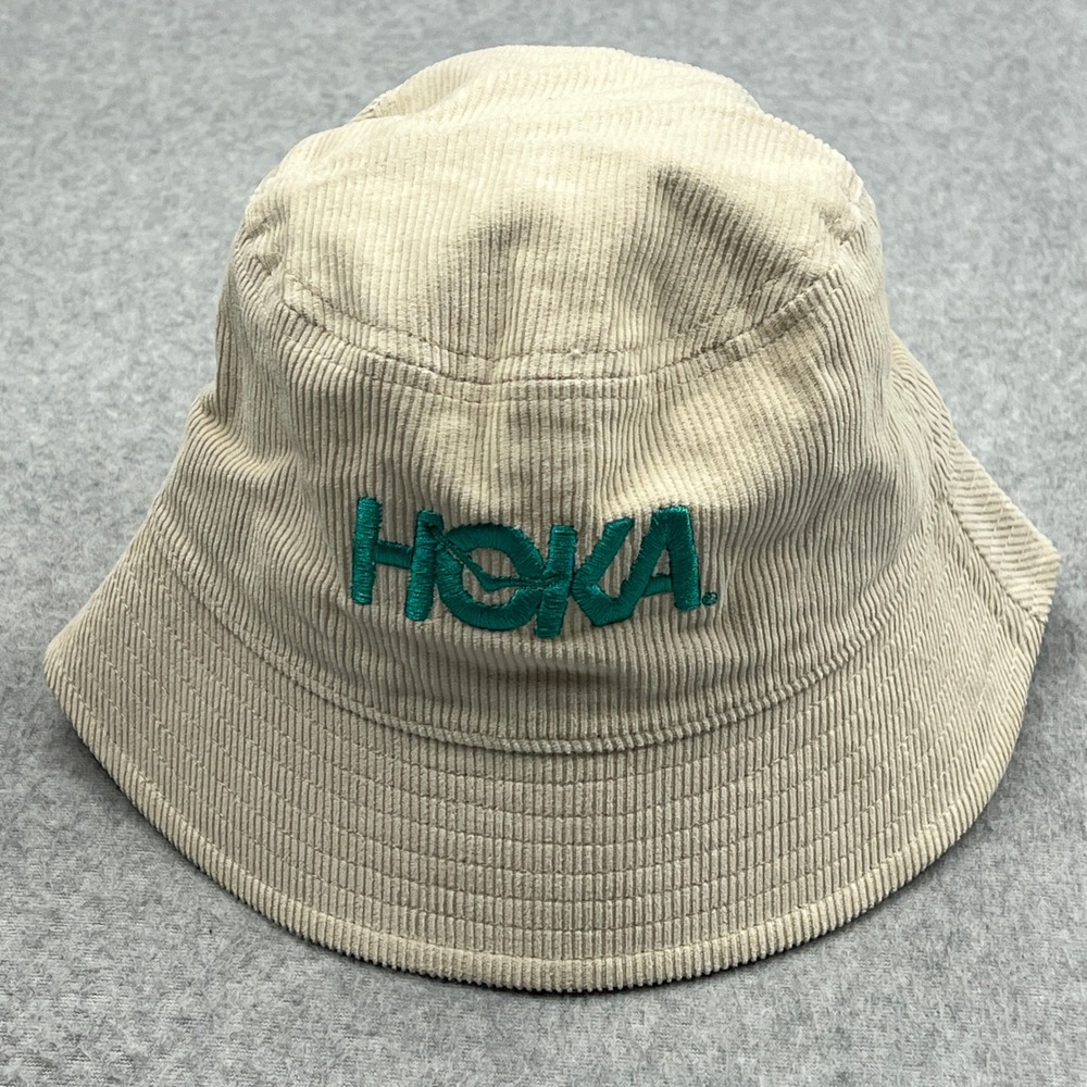 Hoka Bucket Hat Men's OS Cream Corduroy Summer Mile Club Embroidered Logo